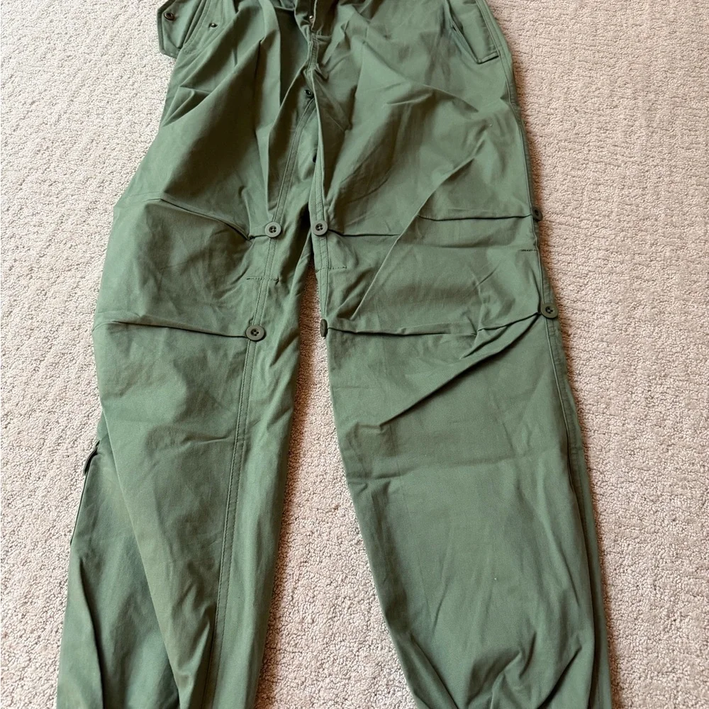 Olive Green Utility Drawstring Track Pants - Picture 3 of 6
